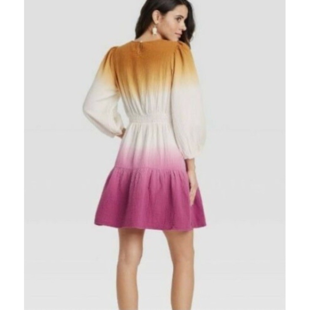 NWT Women's Tie-Dye Long Sleeve Tiered Dress Universal Thread Purple Dye Boho -M - Picture 2 of 11